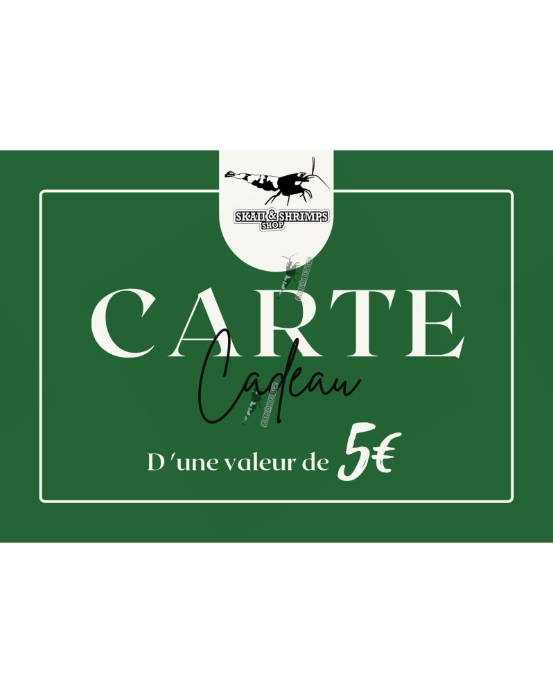 Carte Cadeau 5 € Carte Cadeau d'une valeur de 5€ Carte cartonnée pe...