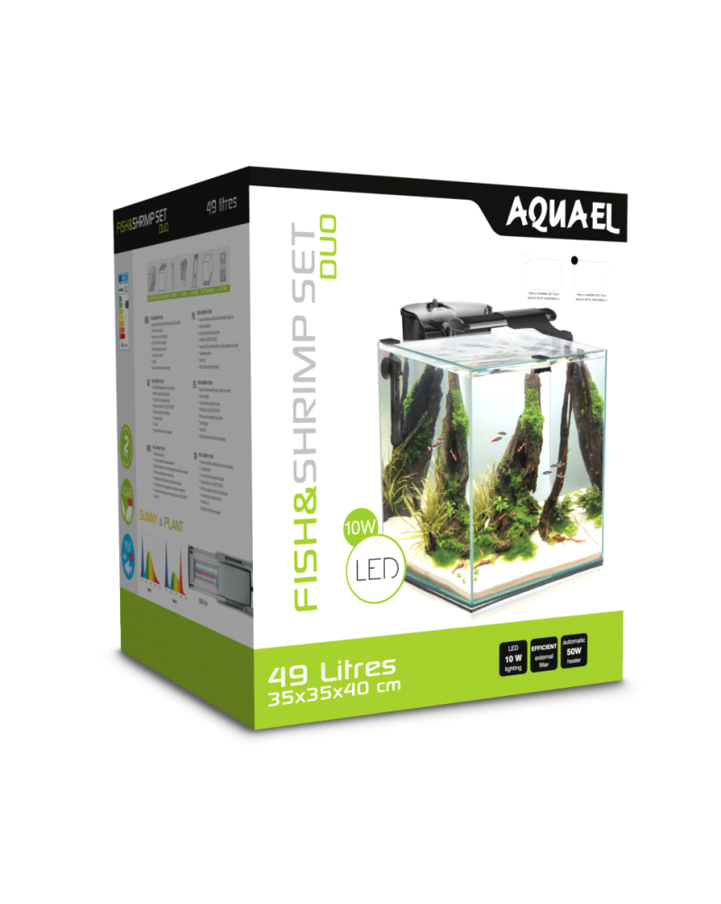 Aquael Fish&Shrimp Set Duo 35 Weiß - Komplett Aquarium Mit LED-Beleuchtung