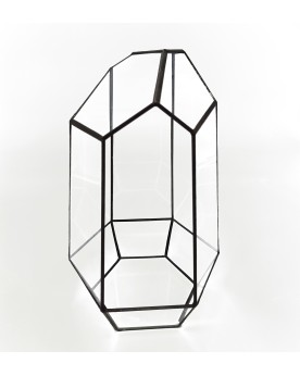 Glass Terra - 16.5x14.5x25.3cm Terrarium en verre à facettes. Ouver...