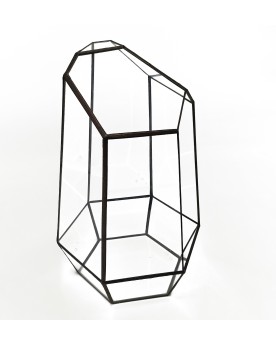 Glass Terra - 16.5x14.5x25.3cm Terrarium en verre à facettes. Ouver...