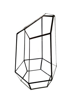 Glass Terra - 16.5x14.5x25.3cm Terrarium en verre à facettes. Ouver...