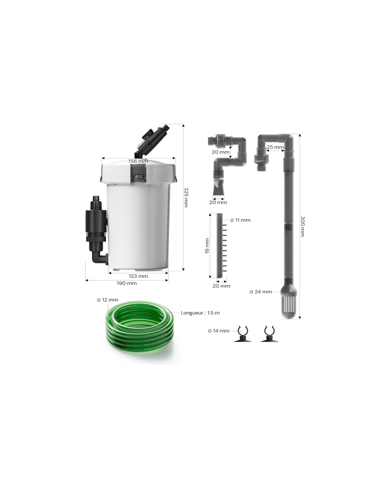 Sunsun HW-603B Filtre externe 400 L/h silencieux aquarium 50 L