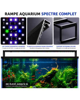 Contrôleur LCD rampe LED aquarium spectre complet WRGB sur aquarium planté