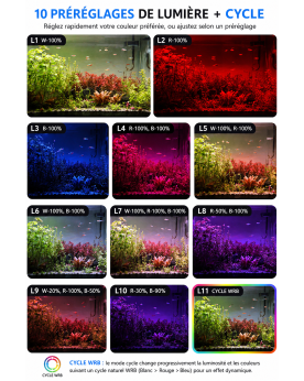 Canaux WRB indépendants 10 niveaux luminosité rampe LED aquarium contrôleur