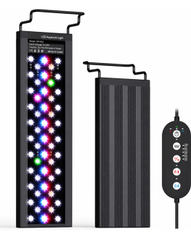 Rampe LED aquarium vue recto verso avec contrôleur timer 6h 8h 12h