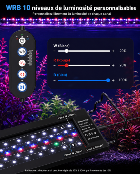 Canaux WRB indépendants 10 niveaux luminosité rampe LED aquarium contrôleur