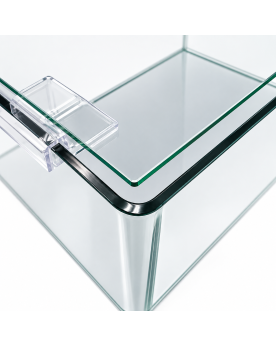 Détail coins arrondis face avant aquarium float glass By Skaii 36x22x26cm