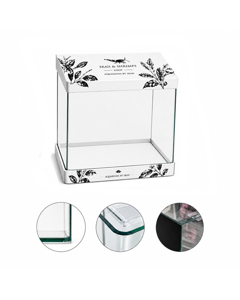 Aquarium float glass By Skaii 20x20x25cm coins arrondis face avant vue générale