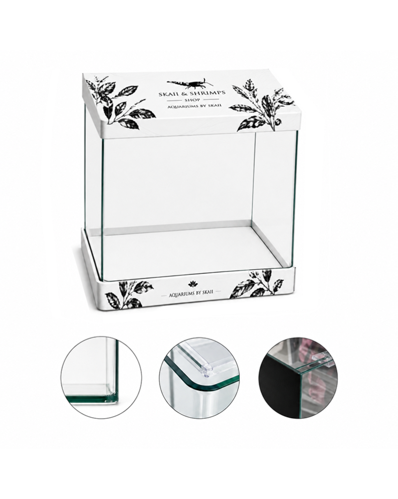 Aquarium float glass By Skaii 25x25x30cm coins arrondis face avant vue générale