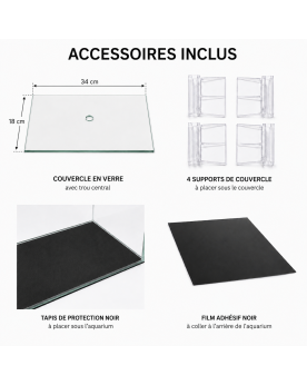 Aquarium Ultra Clear 36x22x26 cm - 20L, couvercle perce