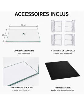 Aquarium float glass By Skaii 36x22x26cm coins arrondis, accessoires inclus