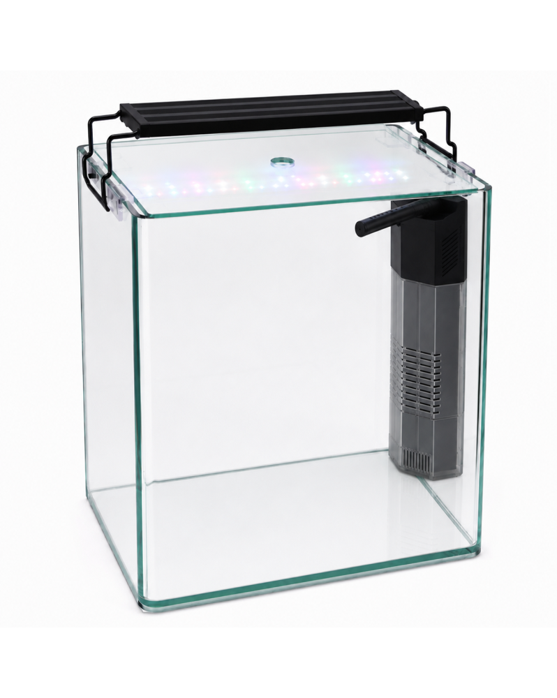 Kit aquarium cube 30L Easy By Skaii ultra clear 30x30x30cm filtre rampe LED SK203