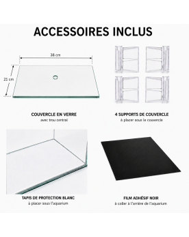 Aquarium float glass By Skaii 40x25x28cm coins arrondis, accessoires inclus