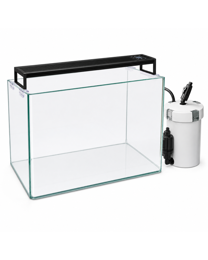 Kit aquarium 38L Confort By Skaii float glass coins arrondis filtre externe compact 400L/h rampe LED SK199 IRC 92
