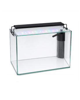 Kit aquarium 28L Easy By Skaii float glass coins arrondis filtre coin SunSun JP-093 rampe LED SK203