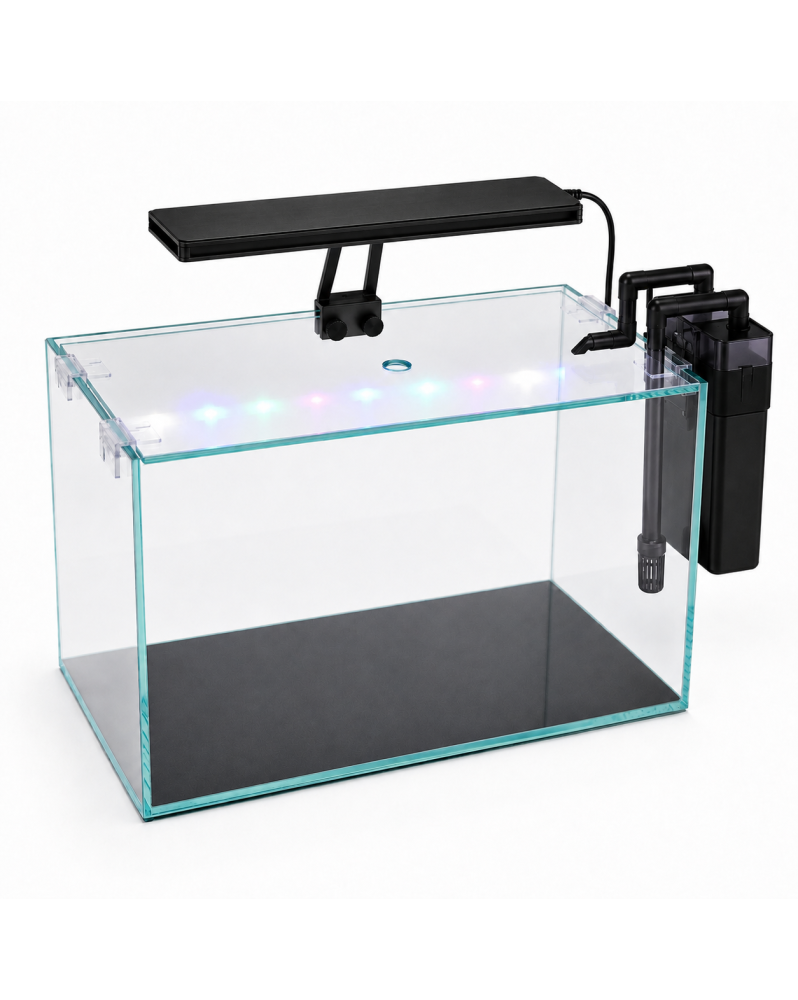 Kit aquarium 28L Flex By Skaii ultra clear 40x25x28cm filtre HOB 500L/h rampe LED SK147 14W 8 couleurs