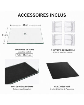 Aquarium Ultra Clear 40x25x28 cm verre 5mm couvercle perce