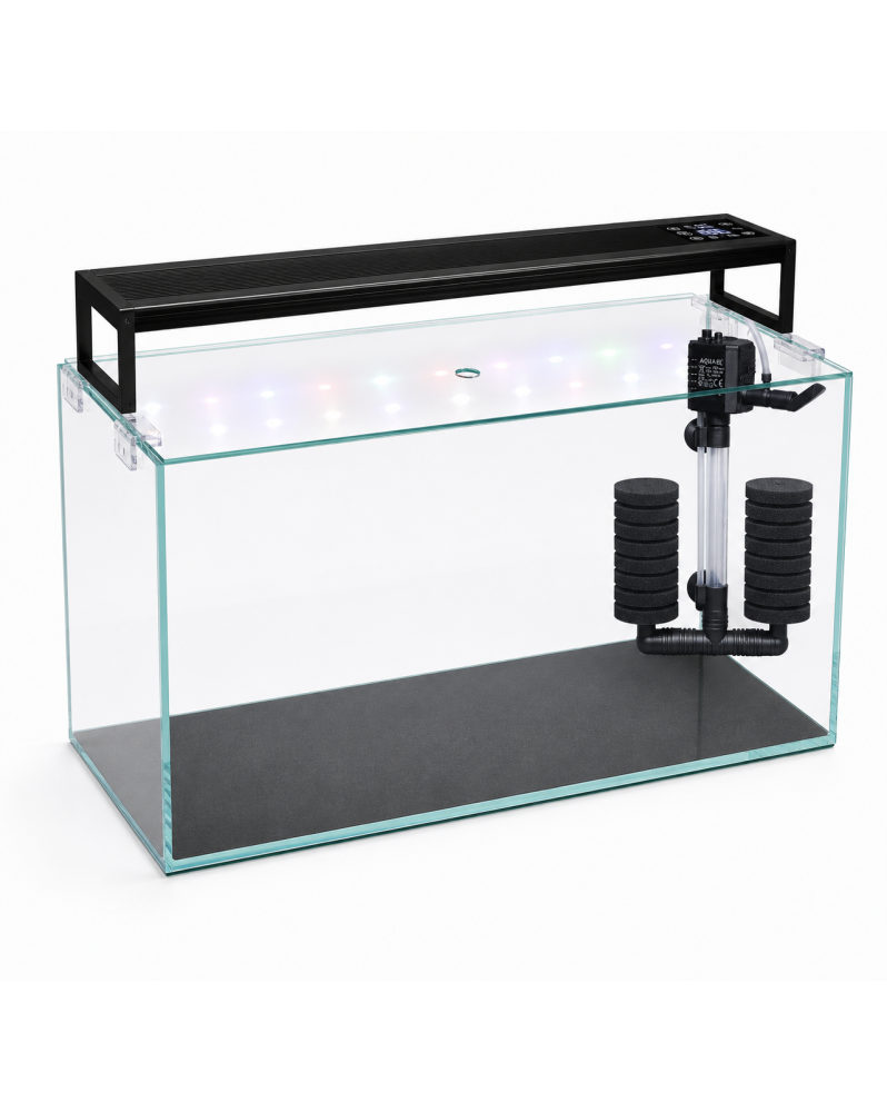 Kit aquarium 38L Ultra Clear Confort By Skaii 45x28x30cm exhausteur double PAT minifilter Aquael rampe LED SK199 45cm IRC 92