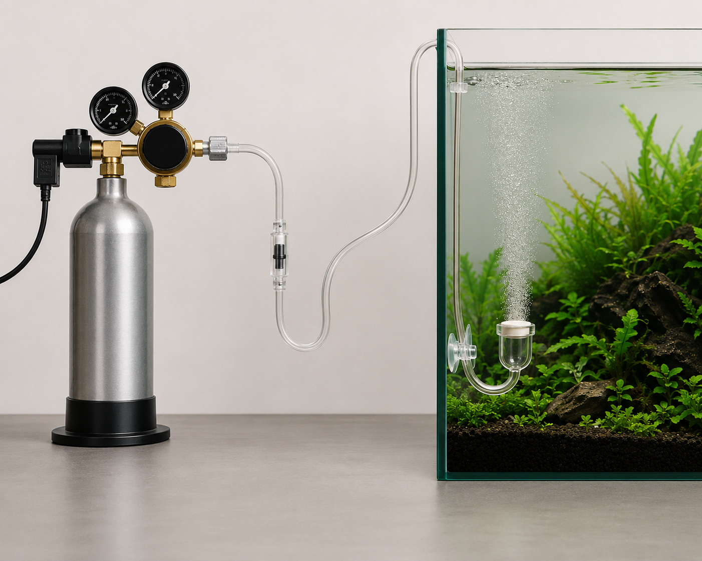 CO2 aquarium planté - kit bouteille détendeur diffuseur compte-bulles aquascaping plantes croissance