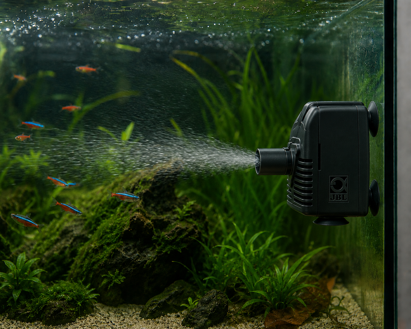 Pompe de brassage aquarium - circulation eau courant oxygénation zones mortes plantes crevettes débit